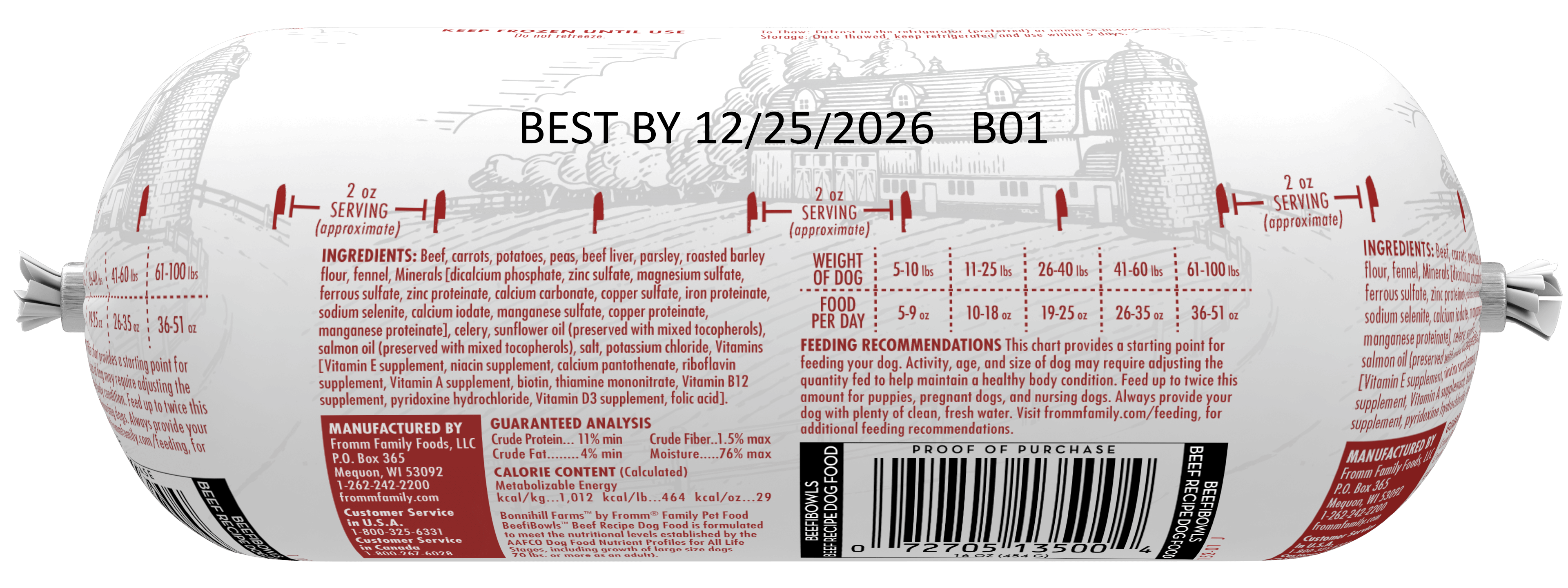 Beefibowls Beef Food for Dogs Package Back