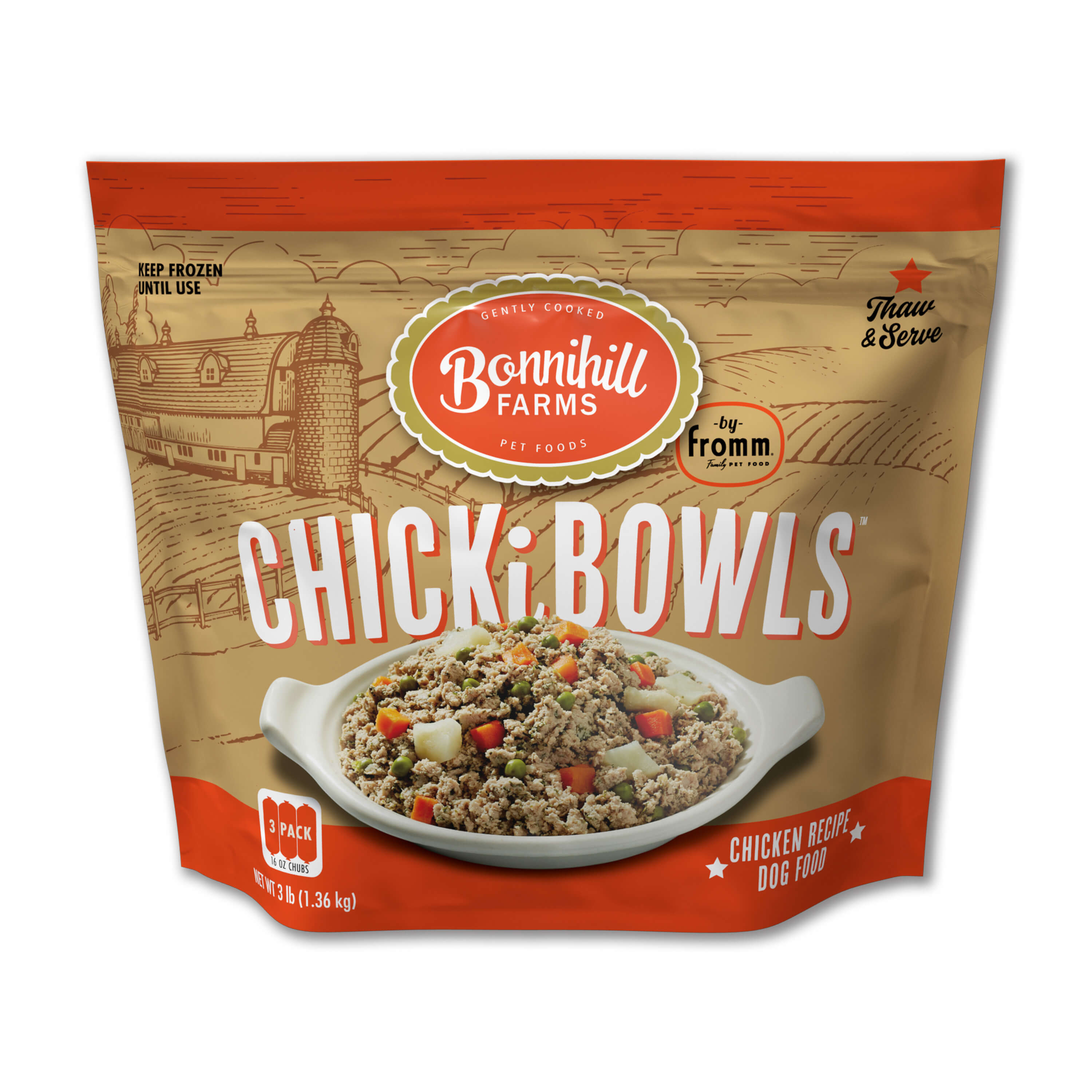 Bonnihill Farms ChickiBowls Chicken Recipe Gently Cooked Frozen Dog Food